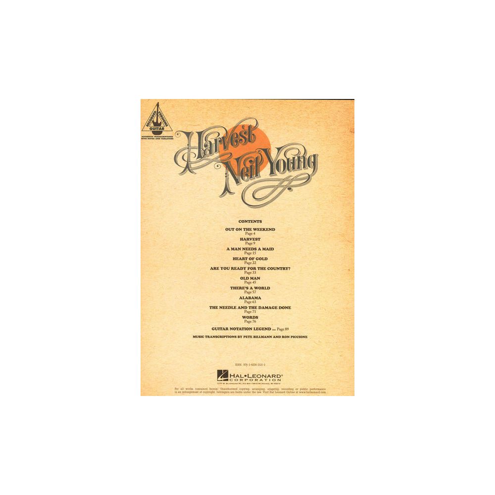 Hal Leonard Neil Young Harvest – Thomann Ireland