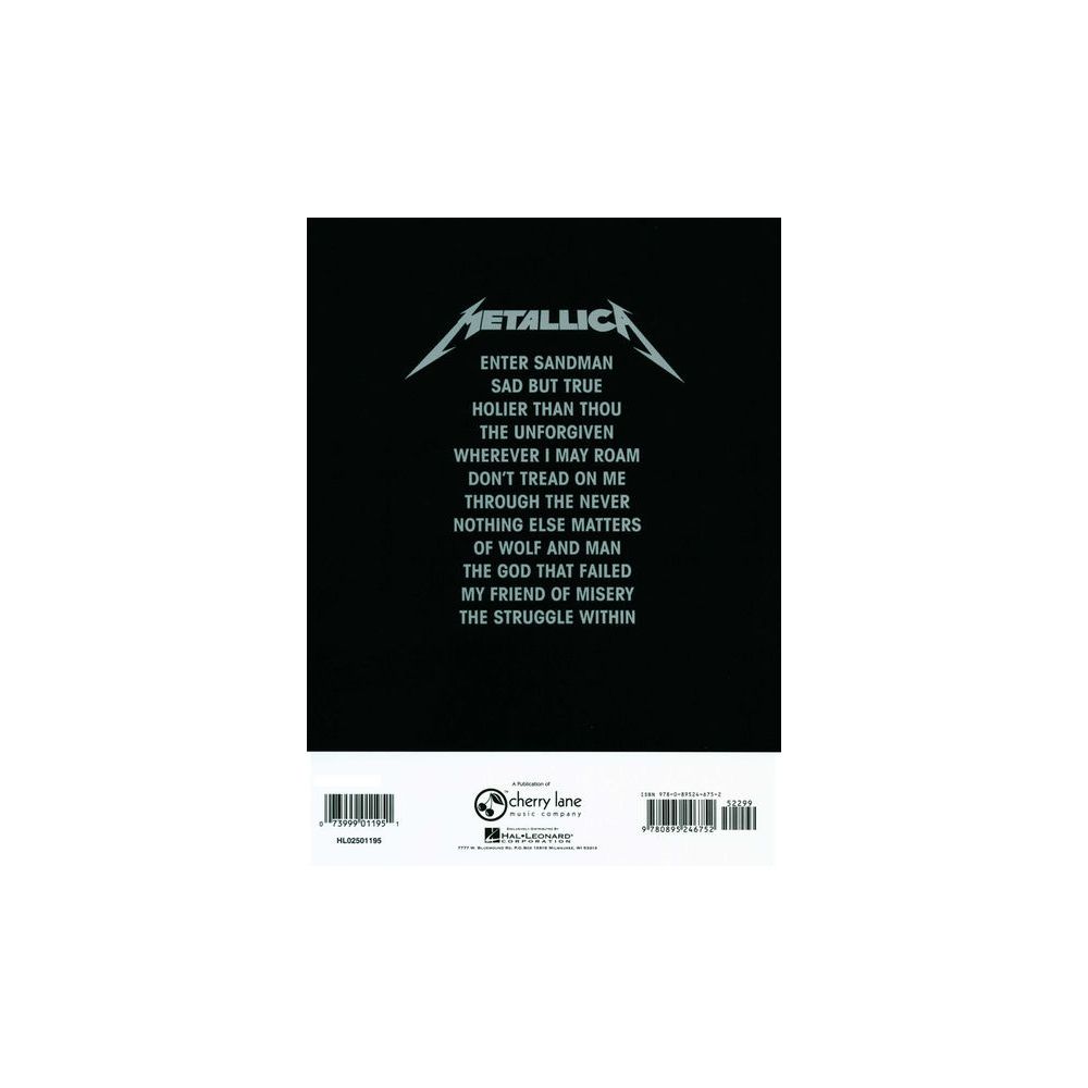 Cherry Lane Music Company Metallica Black Album Guitar – Thomann Ireland