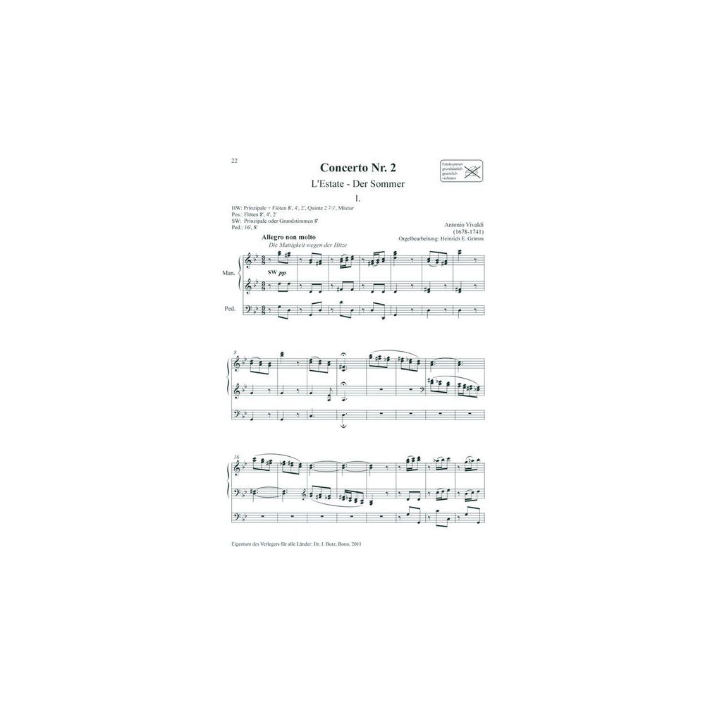 Dr. J. Butz Musikverlag Vivaldi 4 Jahreszeiten Orgel – Thomann Ireland
