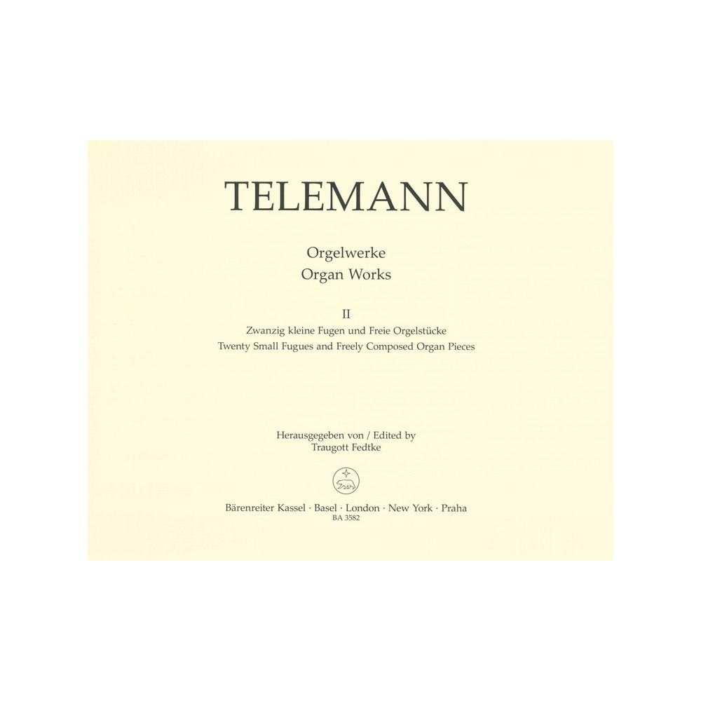 Bärenreiter Telemann Orgelwerke 2 – Thomann Ireland