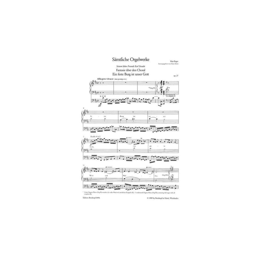 Breitkopf & Härtel Reger Sämtliche Orgelwerke – Thomann Ireland