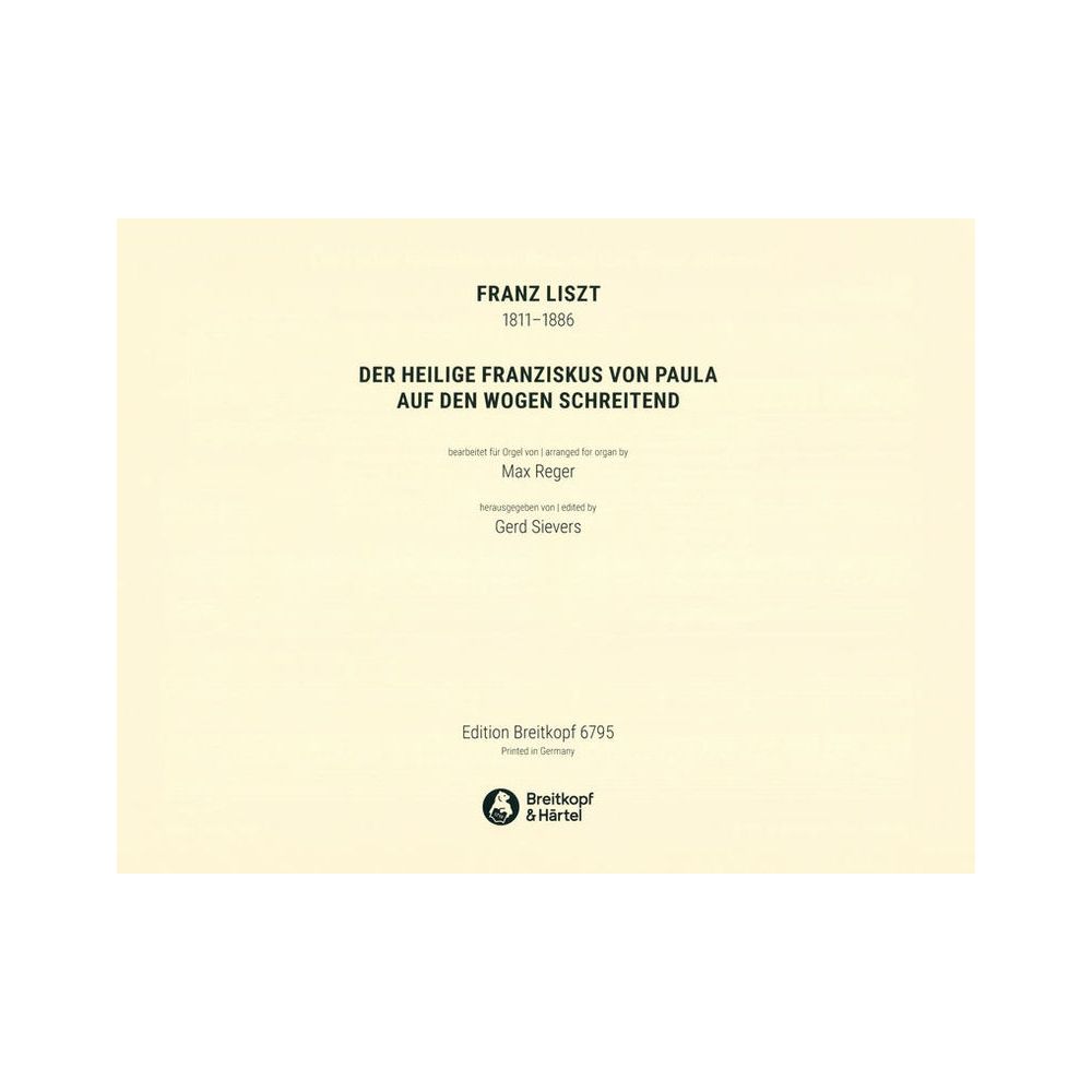 Breitkopf & Härtel Liszt Der Heilige Franziskus – Thomann Ireland