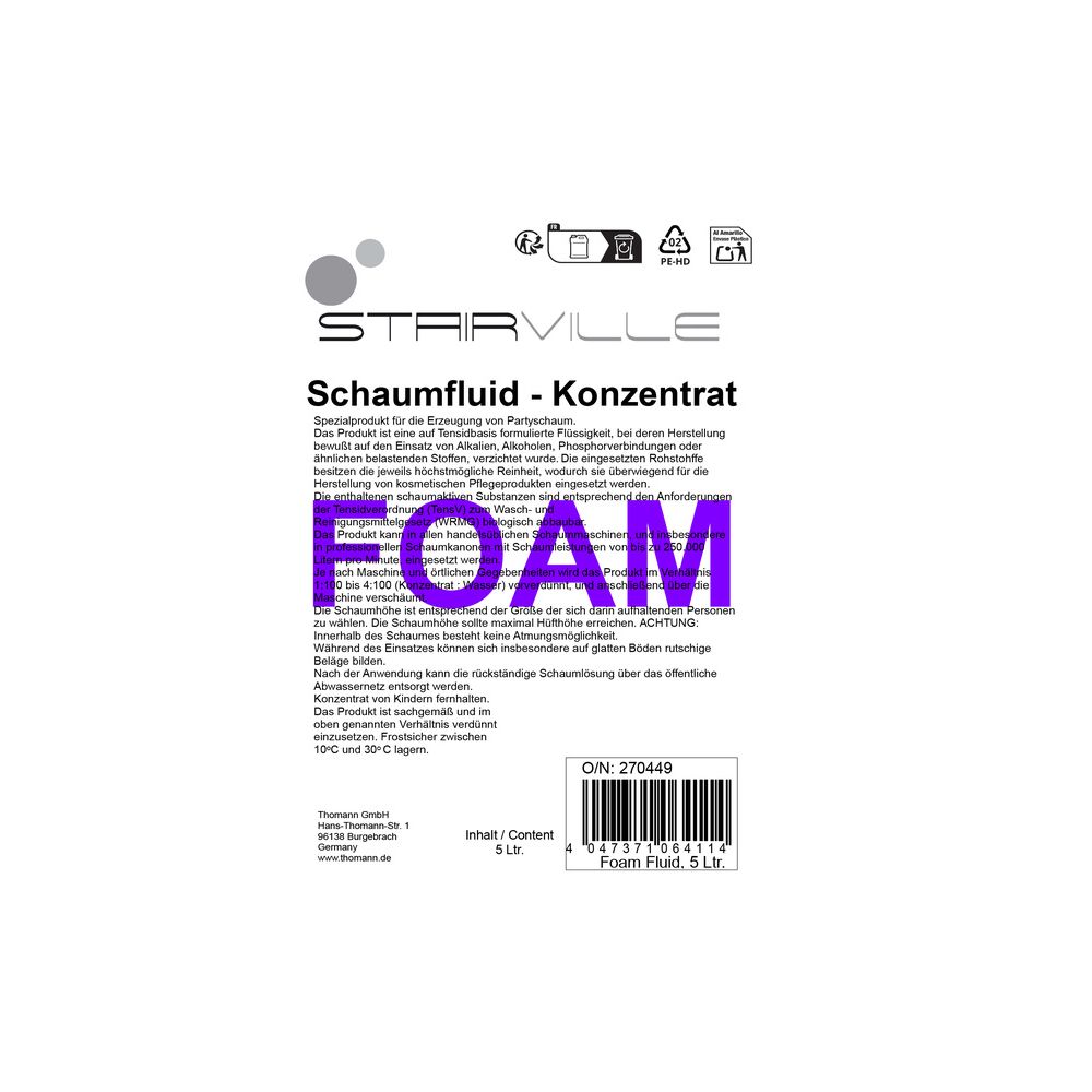 Stairville Foam/Snow Fluid Concent 5l – Thomann Ireland