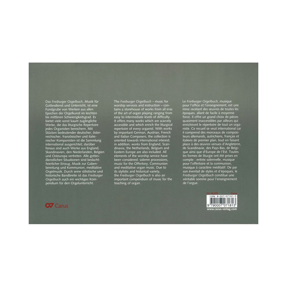 Carus Verlag Freiburger Orgelbuch – Thomann Ireland
