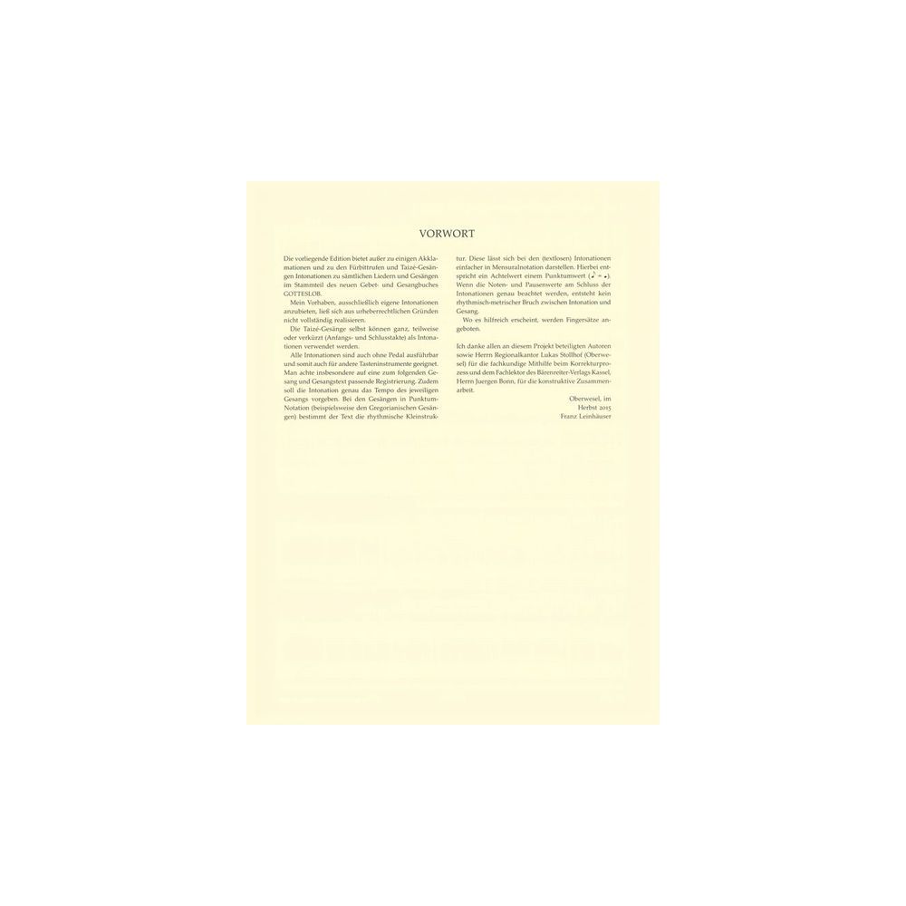 Bärenreiter Intonationen zum Gotteslob – Thomann Ireland