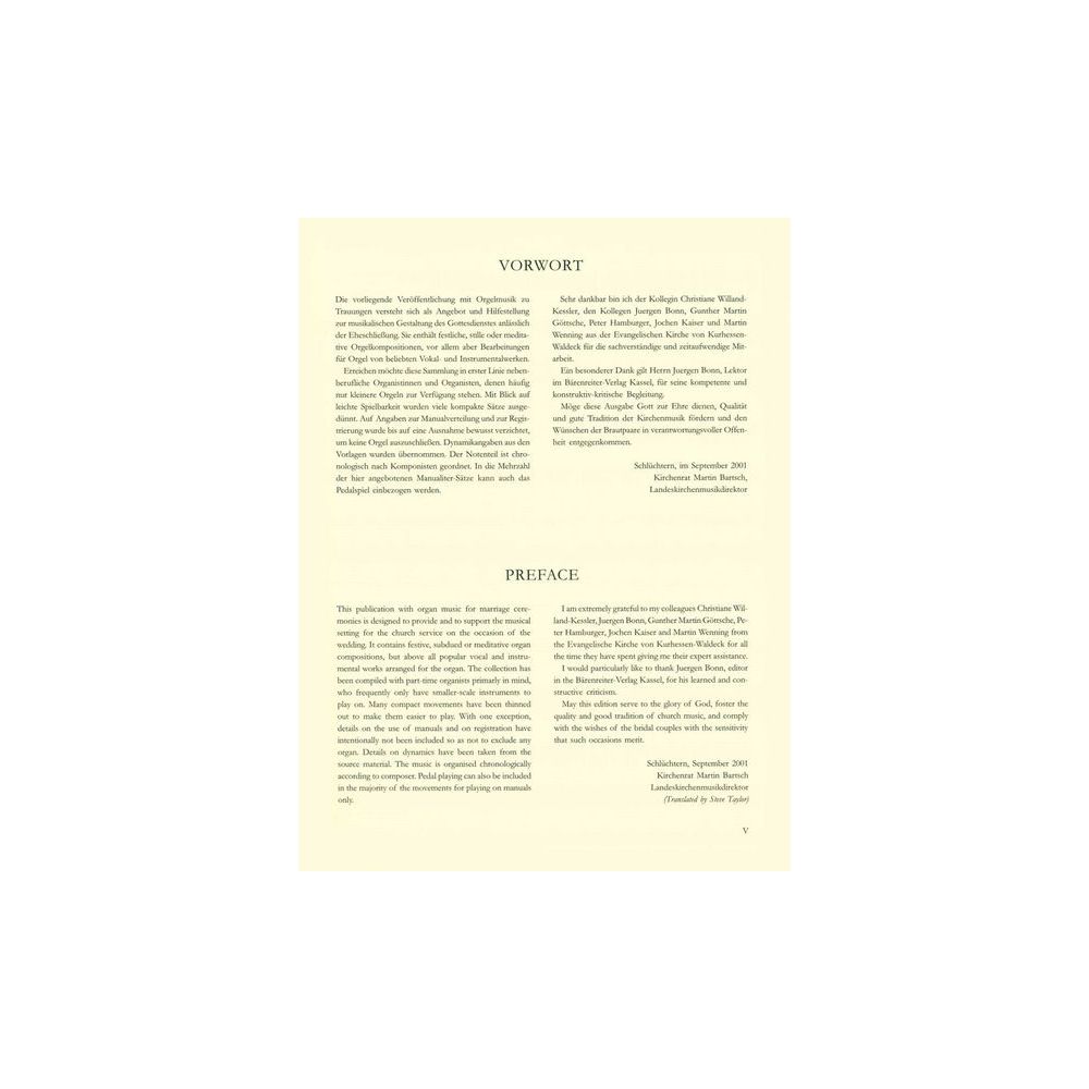Bärenreiter Orgelmusik zu Trauungen – Thomann Ireland
