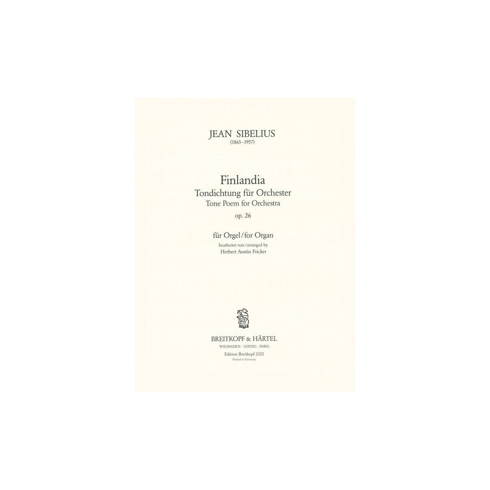 Breitkopf & Härtel Sibelius Finlandia Orgel – Thomann Ireland