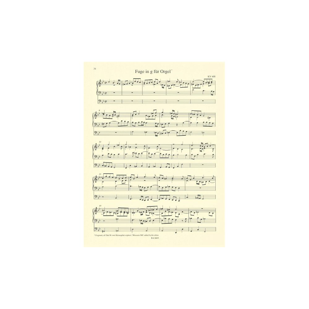 Bärenreiter Mozart Werke for Orgel – Thomann Ireland