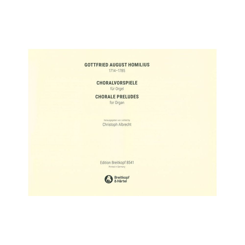 Breitkopf & Härtel Homilius Choralvorspiele – Thomann Ireland