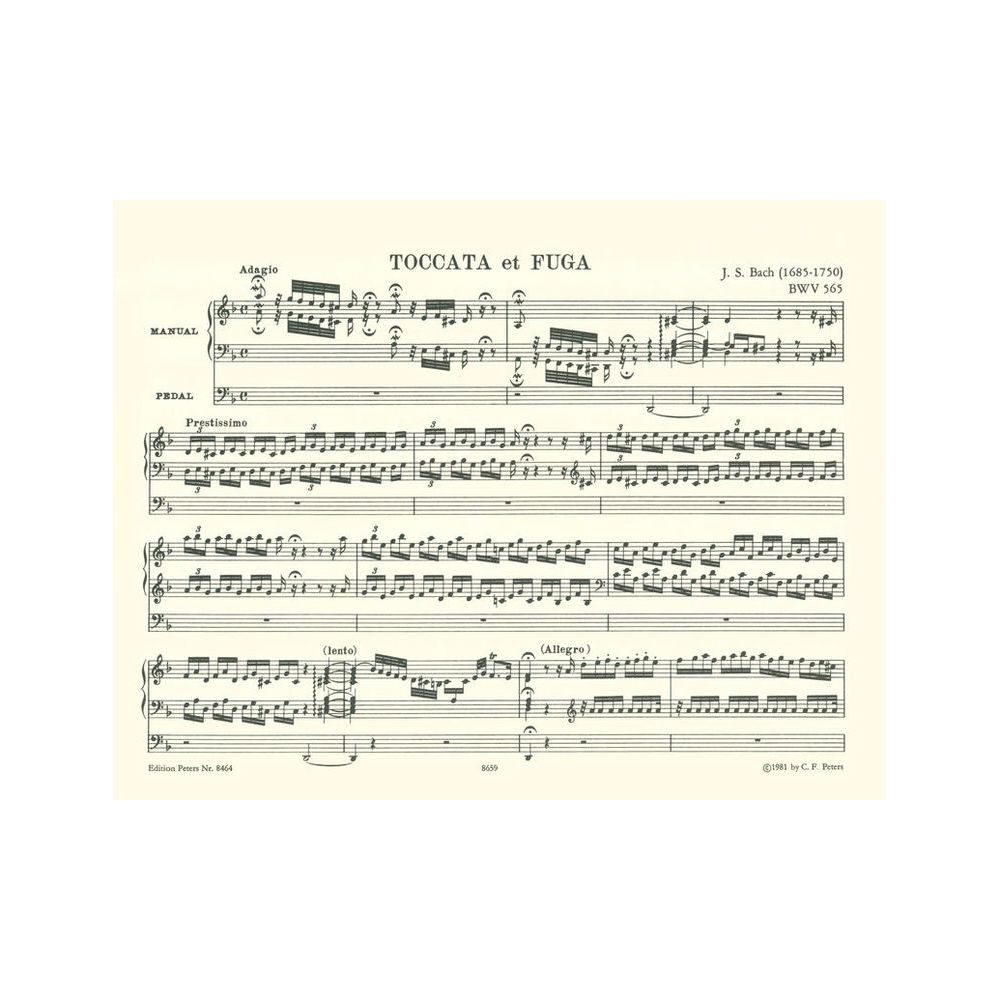 Edition Peters Bach Toccata Und Fuge BWV 565 – Thomann Ireland