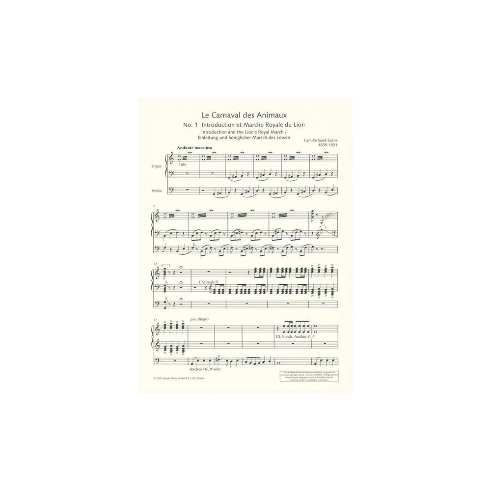 Schott Der Karneval der Tiere Orgel – Thomann Ireland