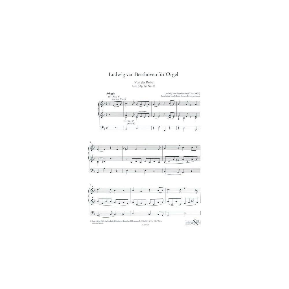 Doblinger Musikverlag Ludwig van Beethoven for Orgel – Thomann Ireland
