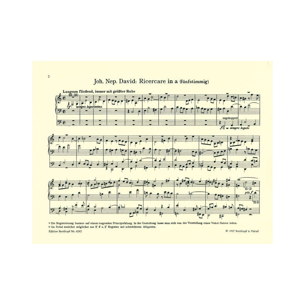 Breitkopf & Härtel David Ricercare a