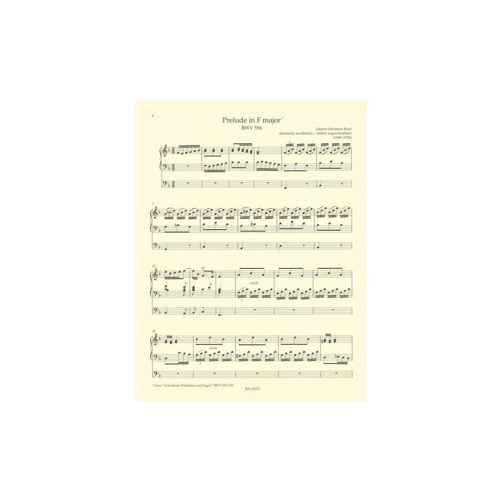 Bärenreiter An Easy Bach Organ Album – Thomann Ireland