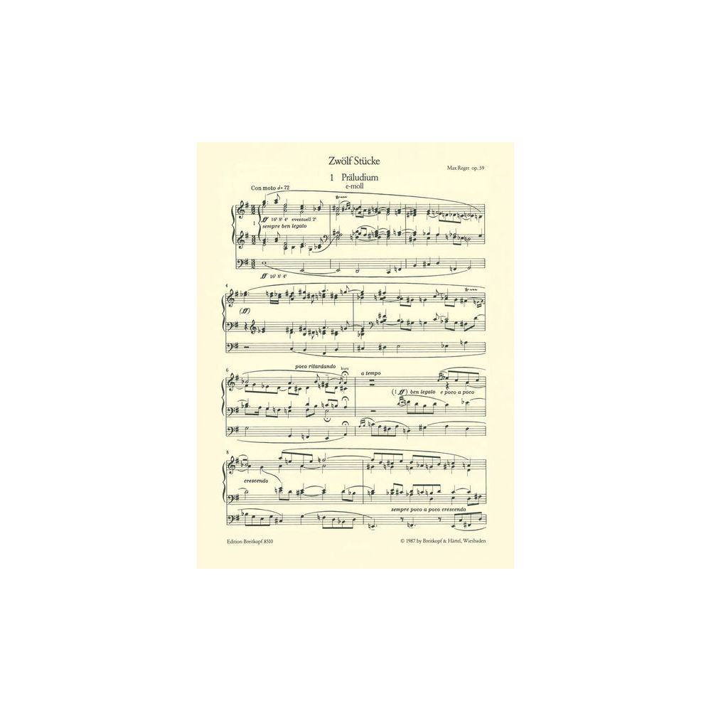 Breitkopf & Härtel Reger Zwölf Stücke for Orgel – Thomann Ireland