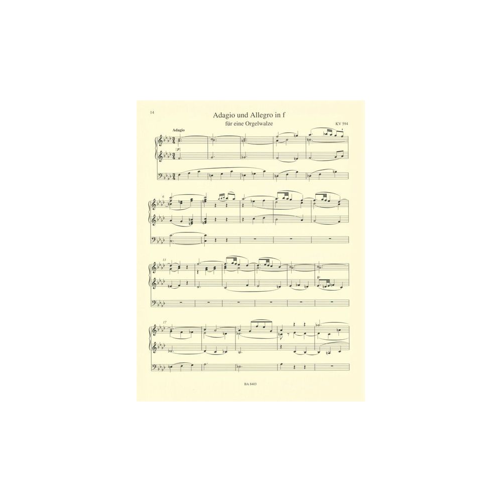 Bärenreiter Mozart Werke for Orgel – Thomann Ireland