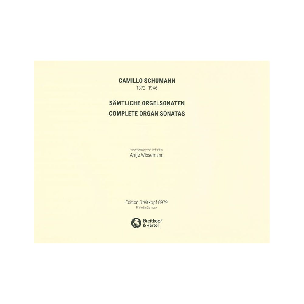 Breitkopf & Härtel Camillo Schumann Orgelsonaten – Thomann Ireland