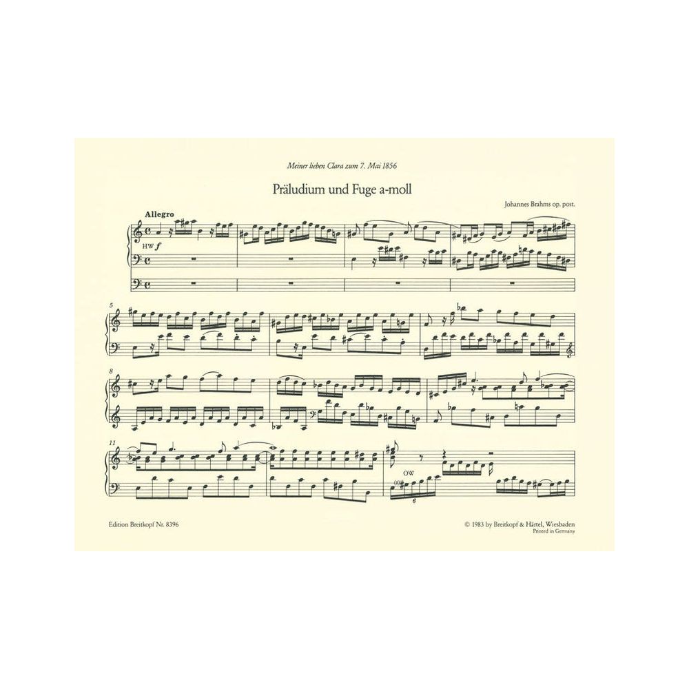 Breitkopf & Härtel Brahms Sämtliche Orgelwerke – Thomann Ireland