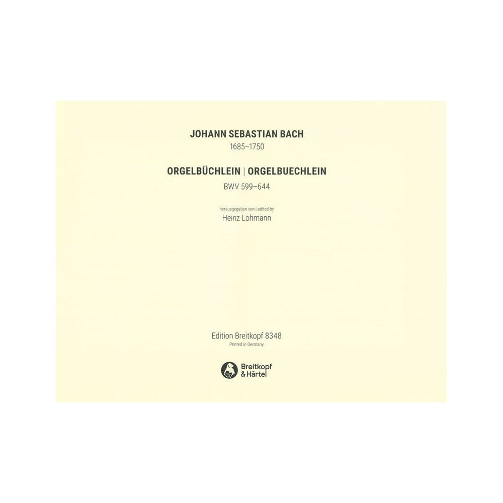 Breitkopf & Härtel Bach Orgelbüchlein – Thomann Ireland