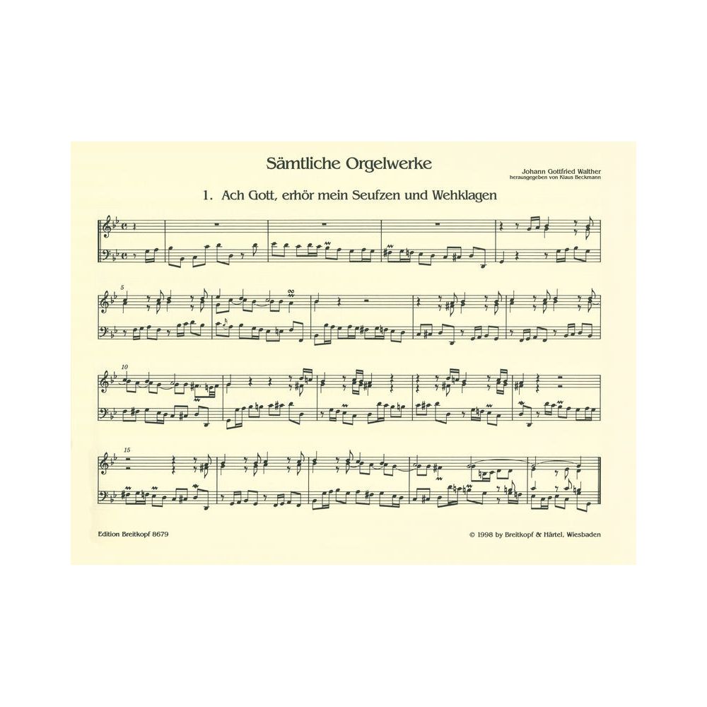 Breitkopf & Härtel Walther Sämtliche Orgelwerke 2 – Thomann Ireland