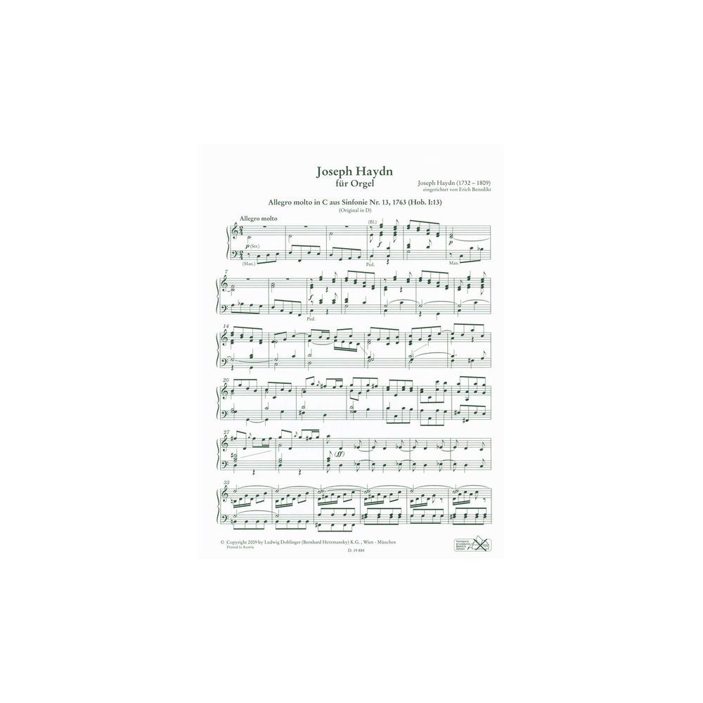 Doblinger Musikverlag Joseph Haydn for Orgel – Thomann Ireland