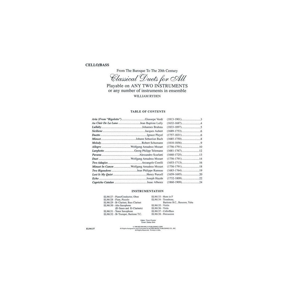 Alfred Music Publishing Classical Duets for All Cello – Thomann Ireland