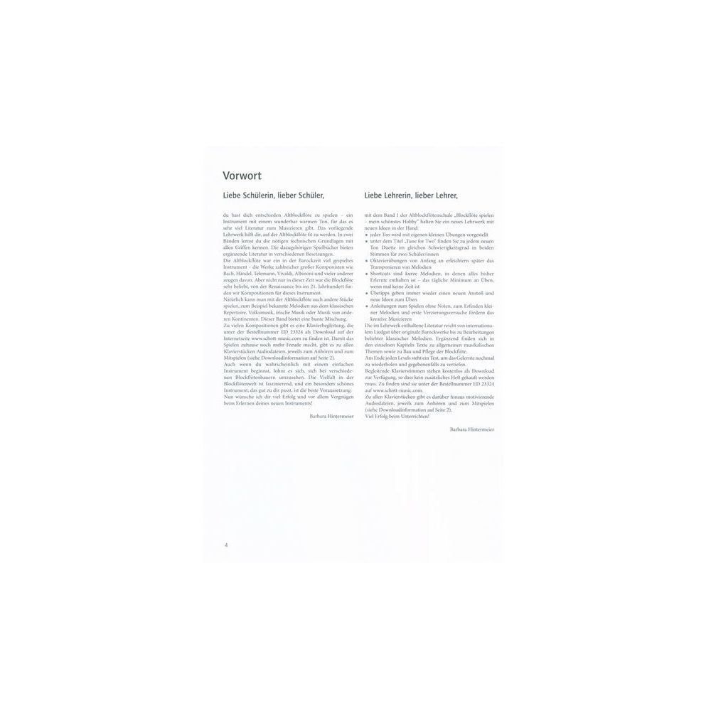 Schott Blockflöte Spielen Hobby 1 Alt – Thomann Ireland