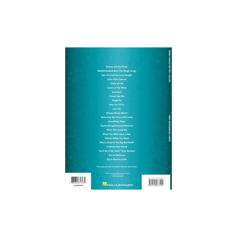 Hal Leonard Disney Songs For Two Cello – Thomann Ireland