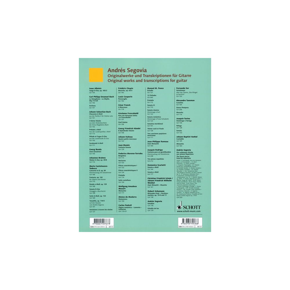 Schott Segovia Die Schönsten Stücke – Thomann Ireland