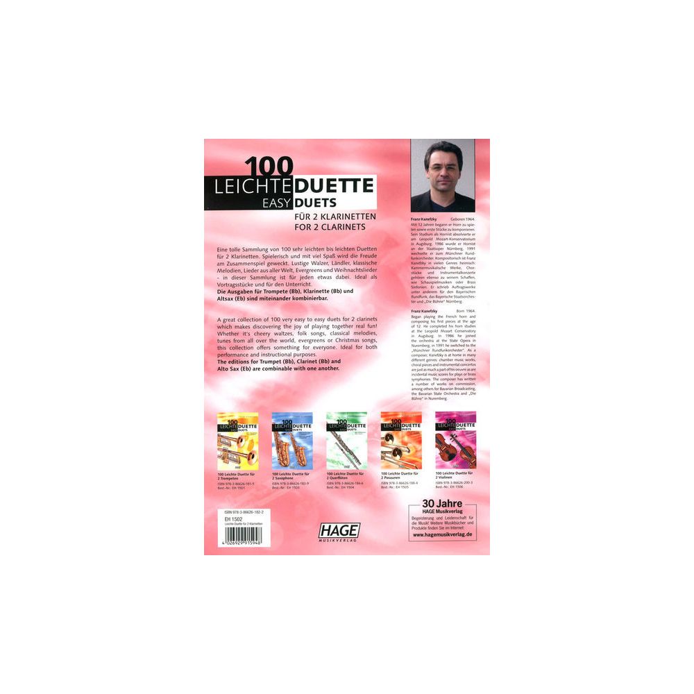 Hage Musikverlag 100 Leichte Duette Klarinette – Thomann Ireland