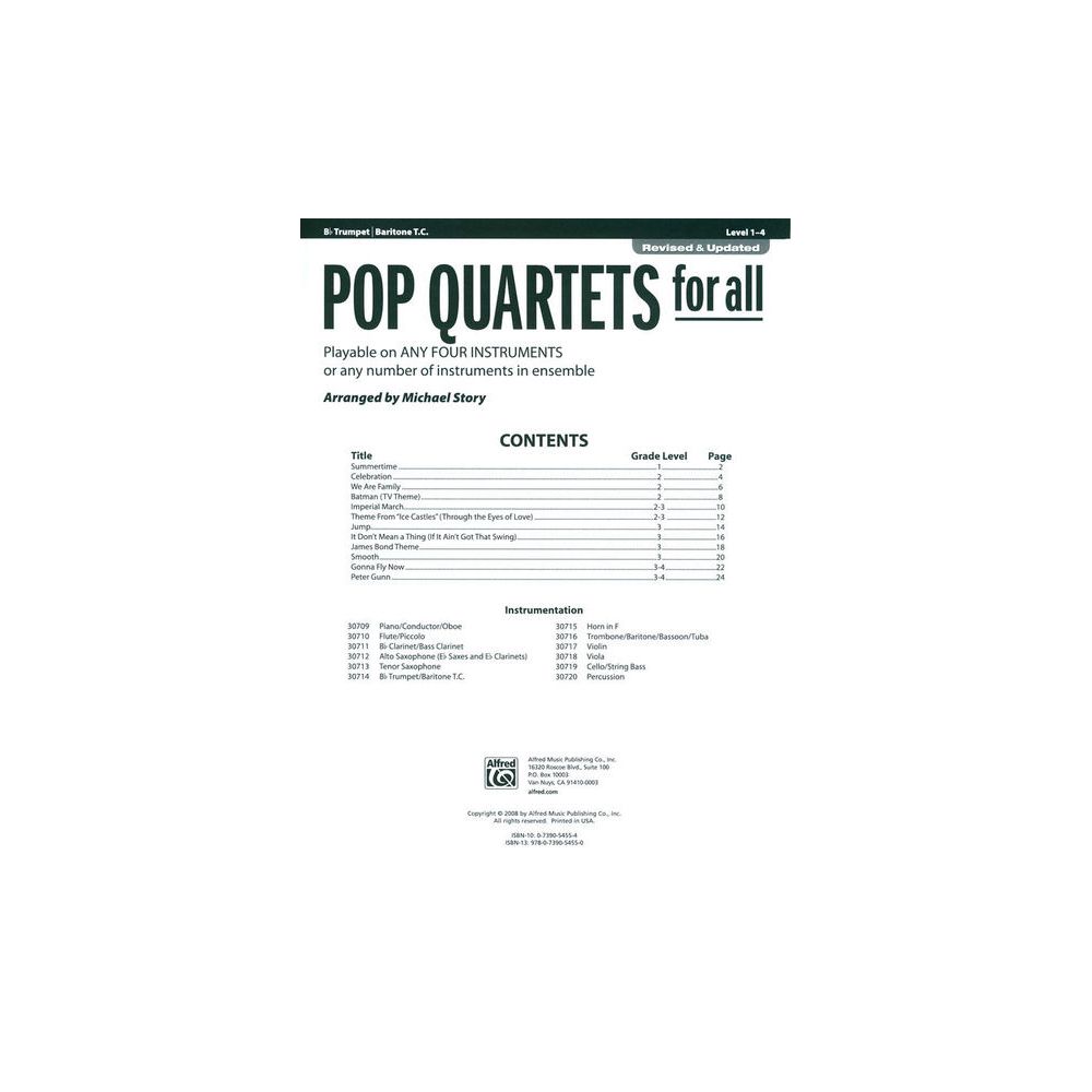 Alfred Music Publishing Pop Quartets For All Trumpet – Thomann Ireland