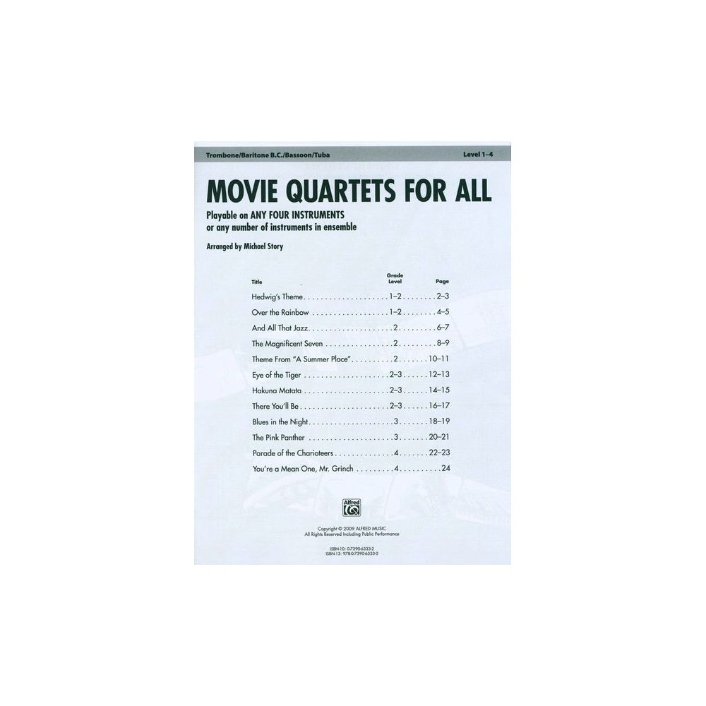 Alfred Music Publishing Movie Quartets for All Tromb. – Thomann Ireland