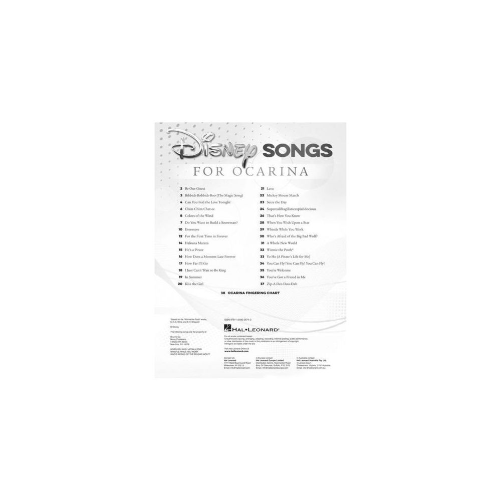 Hal Leonard Disney Songs For Ocarina – Thomann Ireland
