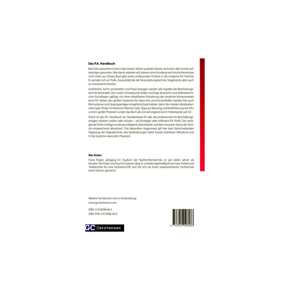 GC Carstensen Verlag Das PA Handbuch – Thomann Ireland