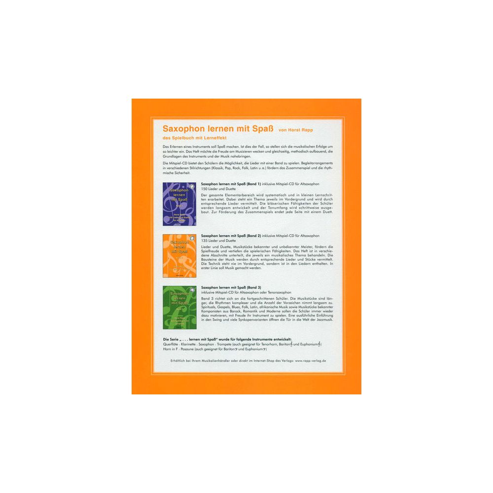 Horst Rapp Verlag Saxophon Lernen mit Spaß 2 – Thomann Ireland