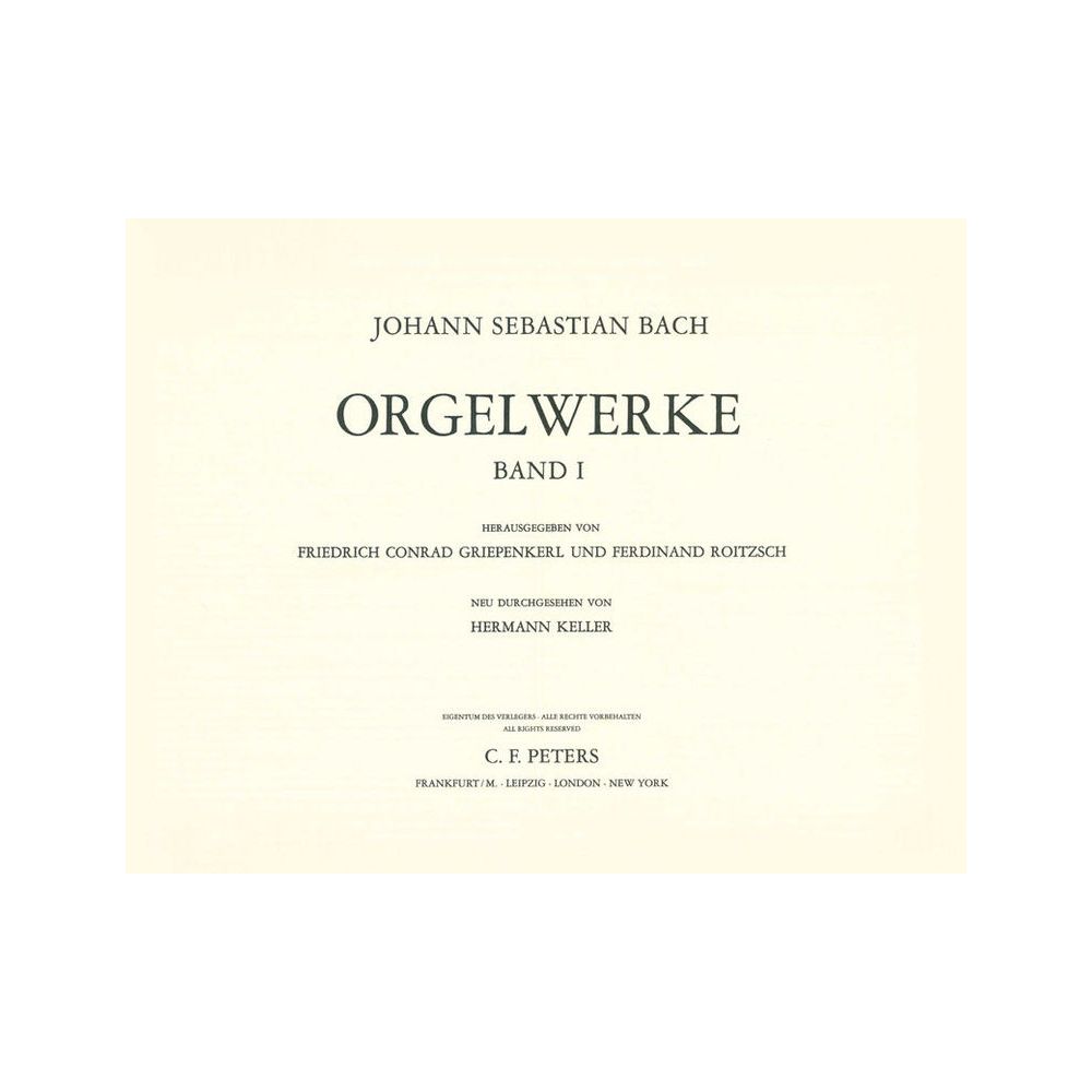Edition Peters Bach Orgelwerke 1 – Thomann Ireland