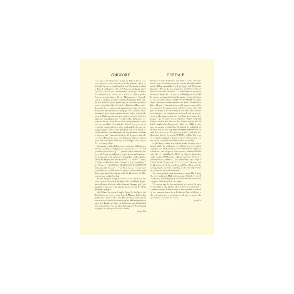 Bärenreiter Geminiani Sonate e
