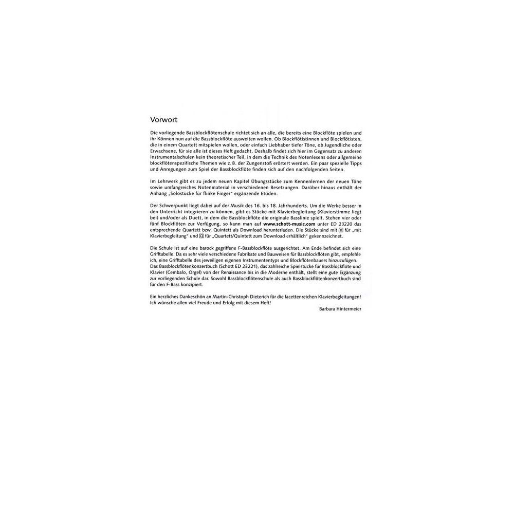 Schott Bassblockflötenschule – Thomann Ireland
