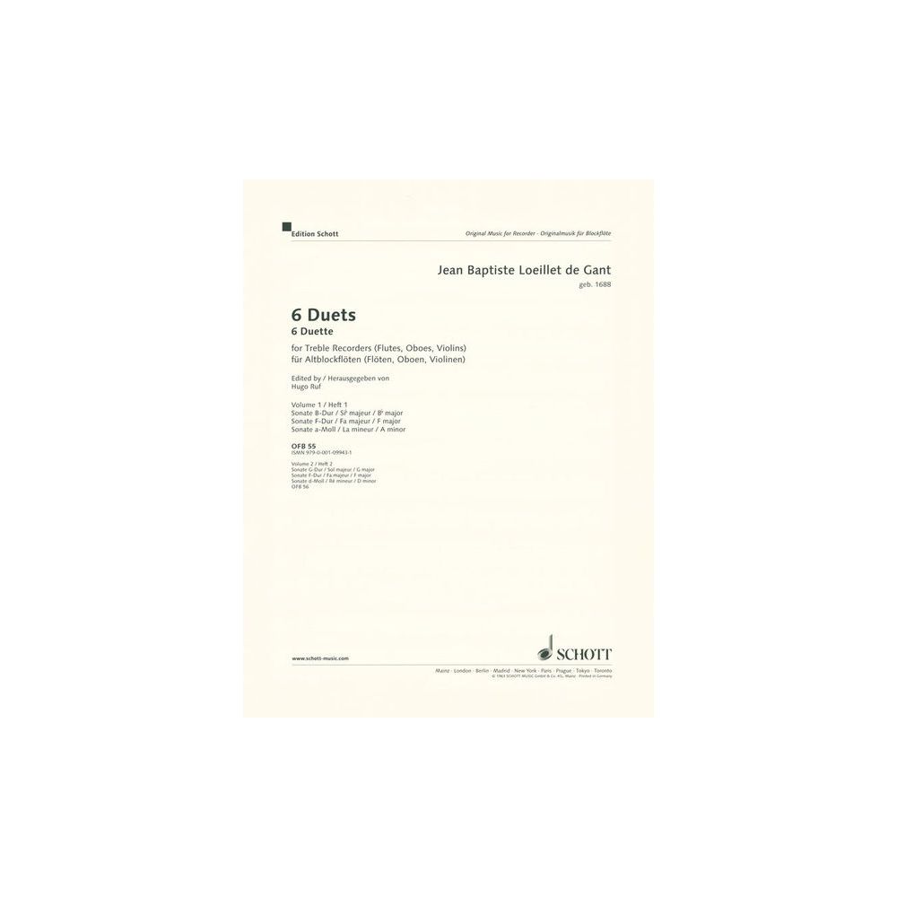 Schott Loeillet de Gant 6 Duette – Thomann Ireland