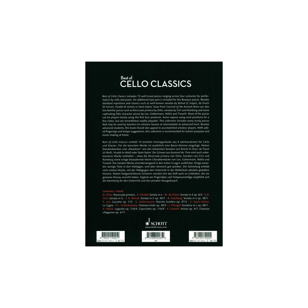 Schott Best Of Cello Classics – Thomann Ireland