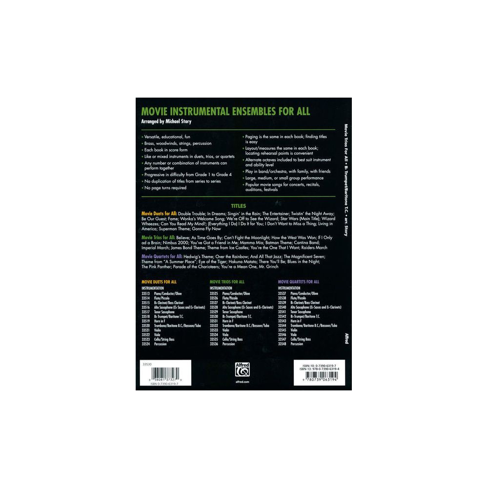 Alfred Music Publishing Movie Trios For All Trumpet – Thomann Ireland