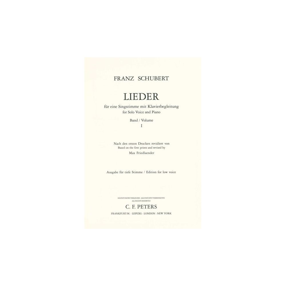 Edition Peters Schubert Lieder 1 Tief – Thomann Ireland