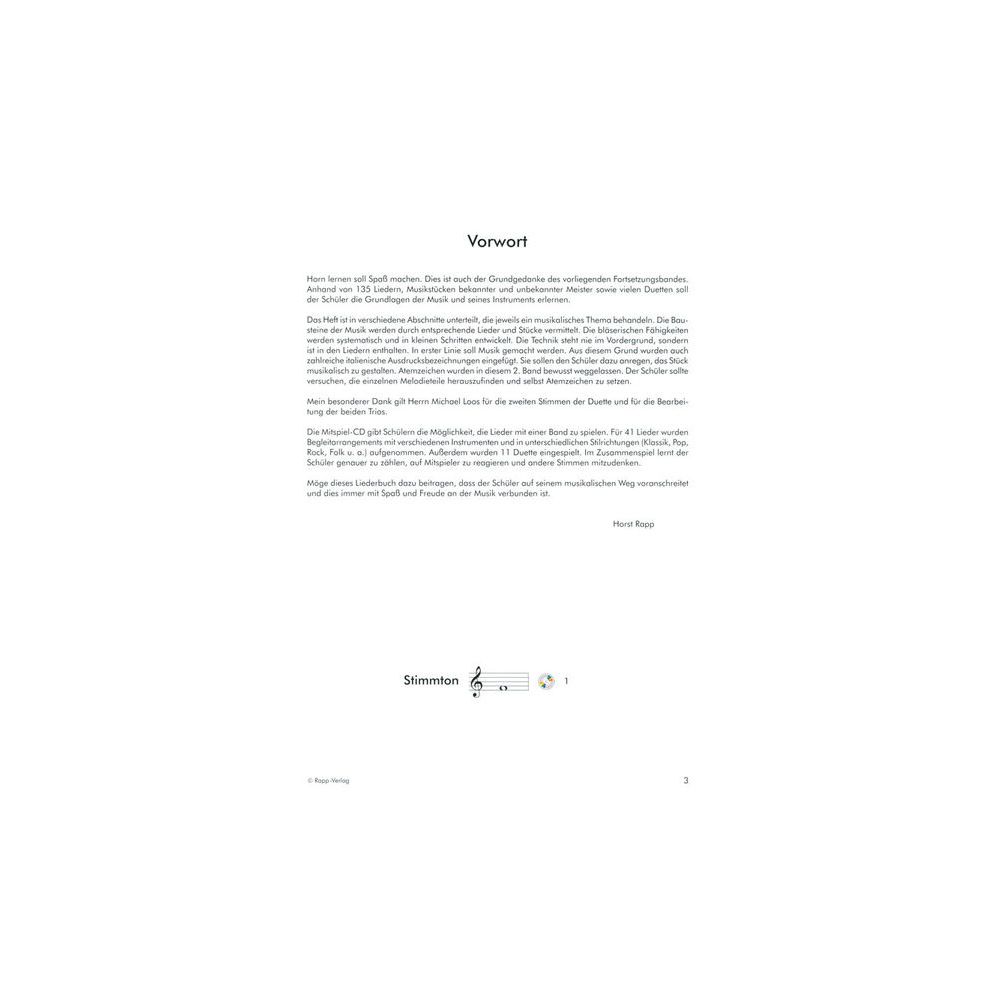 Horst Rapp Verlag Horn Lernen mit Spaß 2 – Thomann Ireland