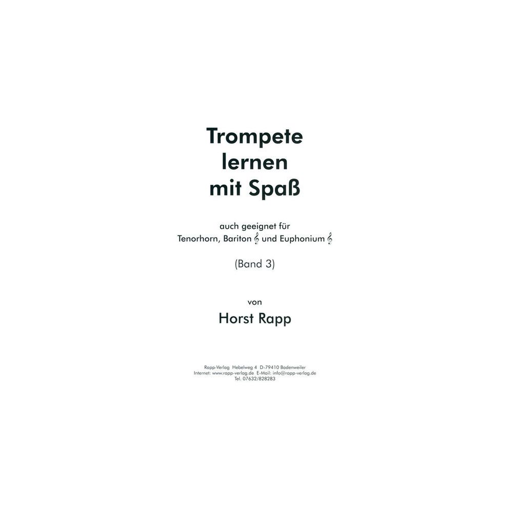 Horst Rapp Verlag Trompete Lernen mit Spaß 3 – Thomann Ireland
