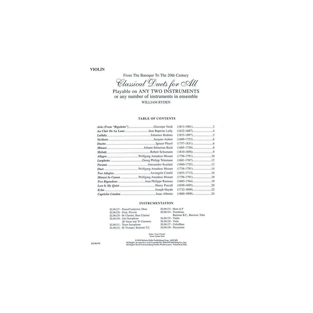 Alfred Music Publishing Classical Duets for All Violin – Thomann Ireland
