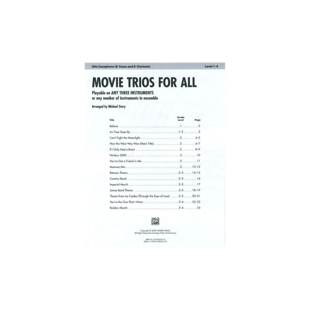 Alfred Music Publishing Movie Trios For All Alto Sax – Thomann Ireland