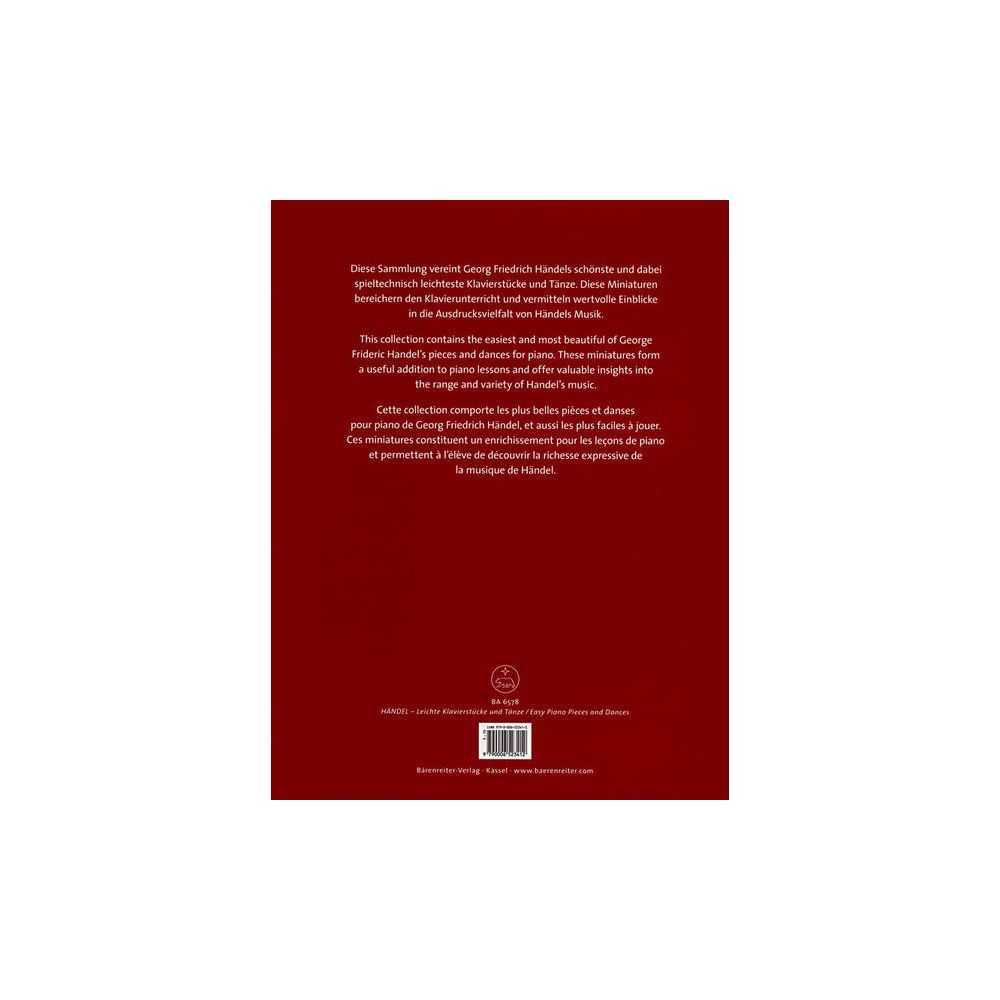 Bärenreiter Händel Leichte Klavierstücke – Thomann Ireland