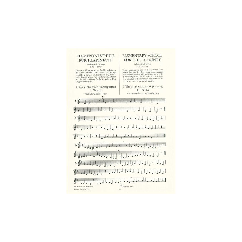 Edition Peters Elementarschule für Klarinette – Thomann Ireland