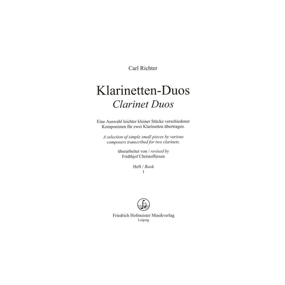 Friedrich Hofmeister Verlag Richter Clarinet Duos 1 – Thomann Ireland