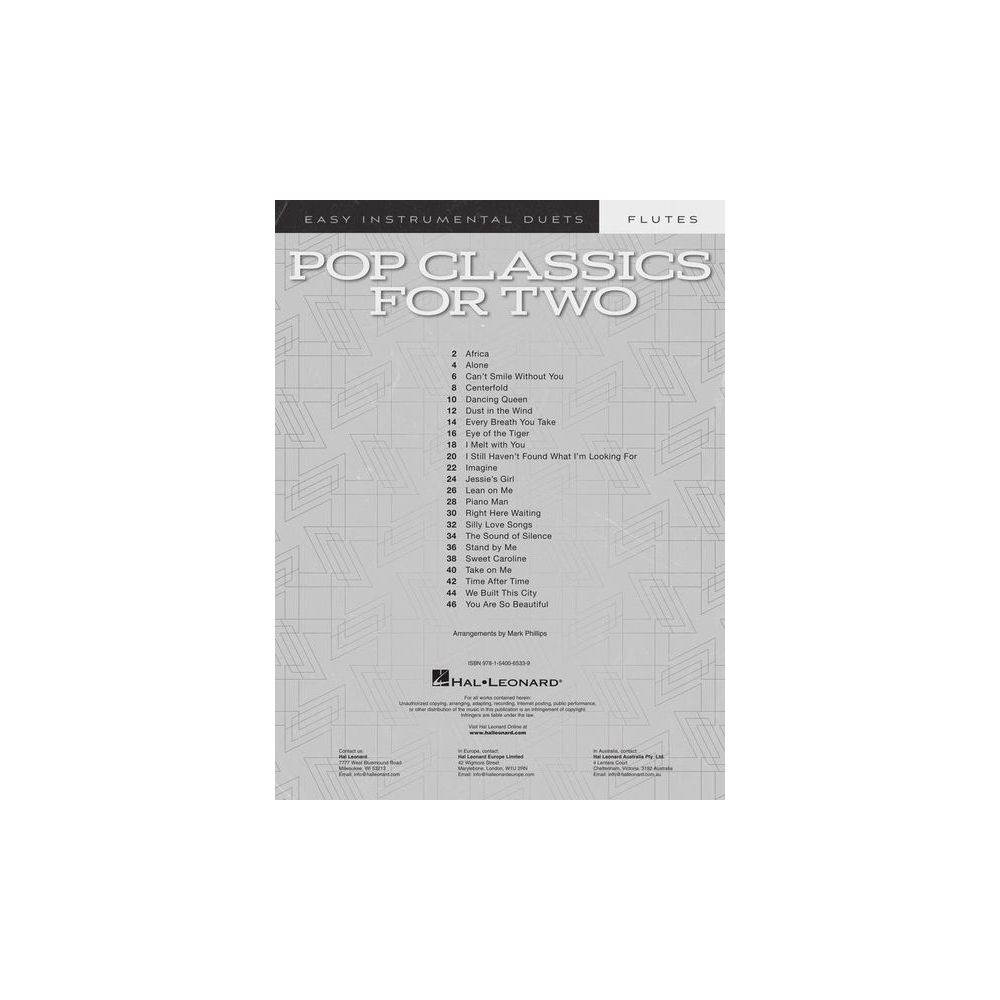 Hal Leonard Pop Classics For Two Flutes – Thomann Ireland